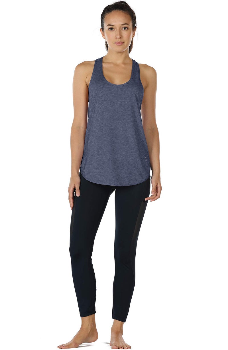 icyzone Workout Tank Tops for Women - Athletic Yoga Tops, Racerback Running Tank Top Loose Fit(Pack of 2) (M, Burgundy/Navy) - Image 4
